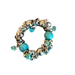 Turquoise and Silver Beaded Bracelet